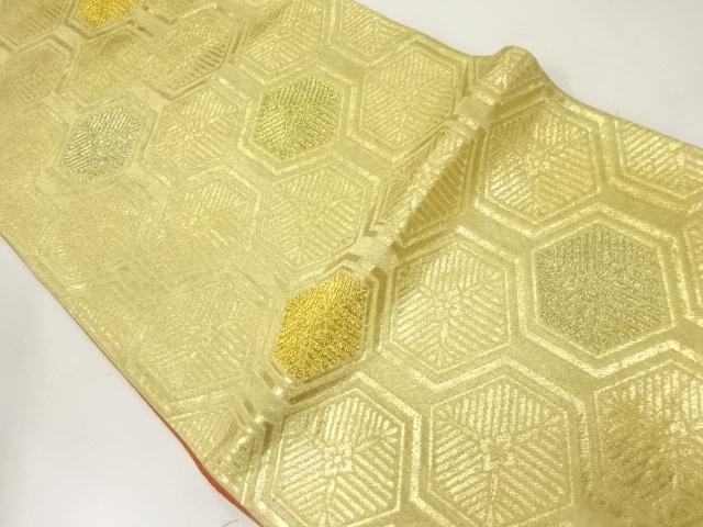 JAPANESE KIMONO / ANTIQUE FUKURO OBI / SILK / WOVEN KIKKO & PINE